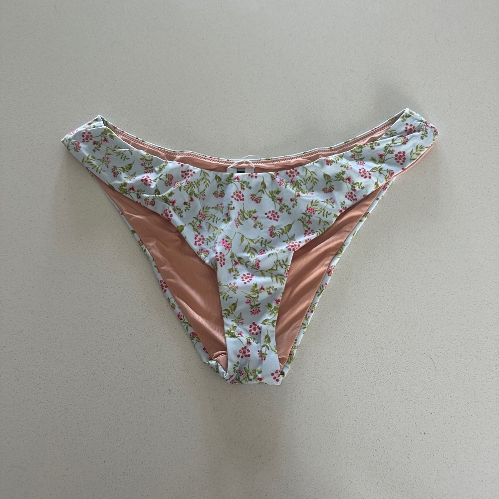 J.Crew Bikini Bottoms - Light Blue Floral Print (Size L, NWT)